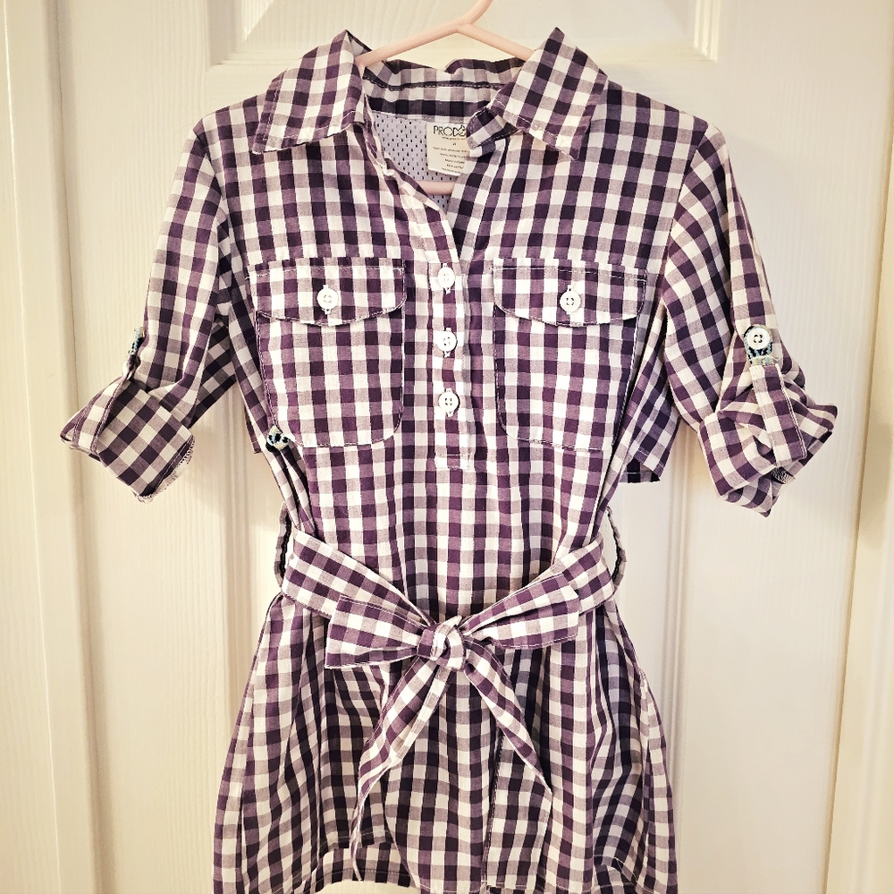 Prodoh Purple Gingham Shirt Dress (2T)